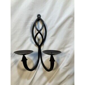 Double Pillar Candle Wall Sconce Forge Iron Brown Birdcage Design 12" Home Decor